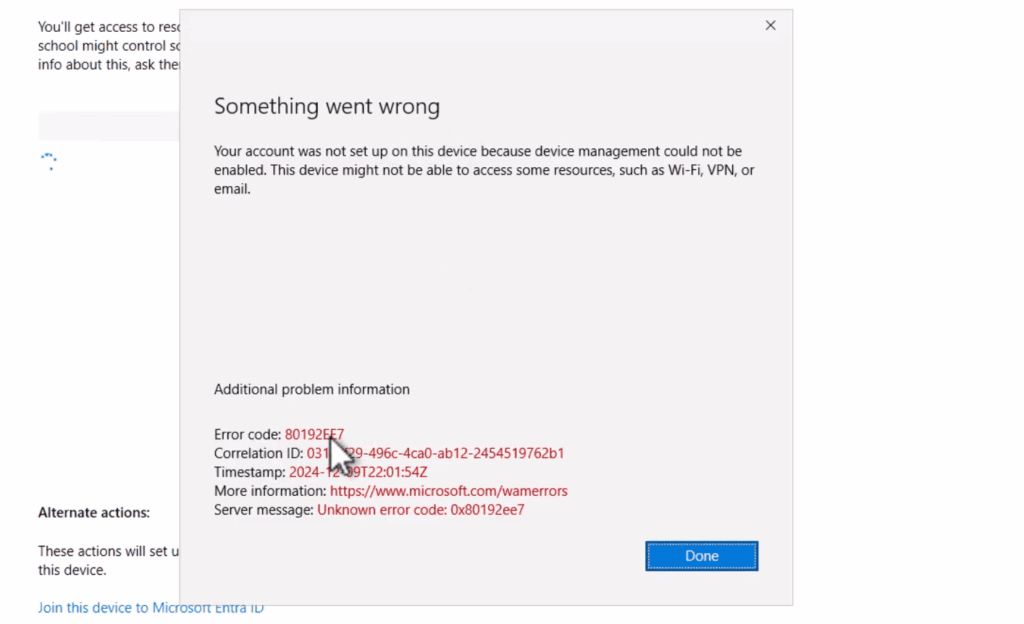 Introduction to Intune Error Code -2016281112